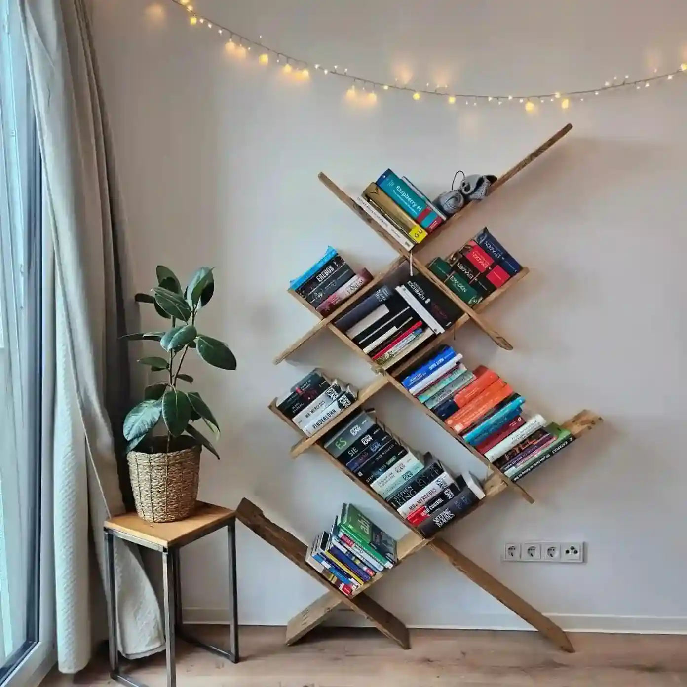 Diagonal DIY bookshelf